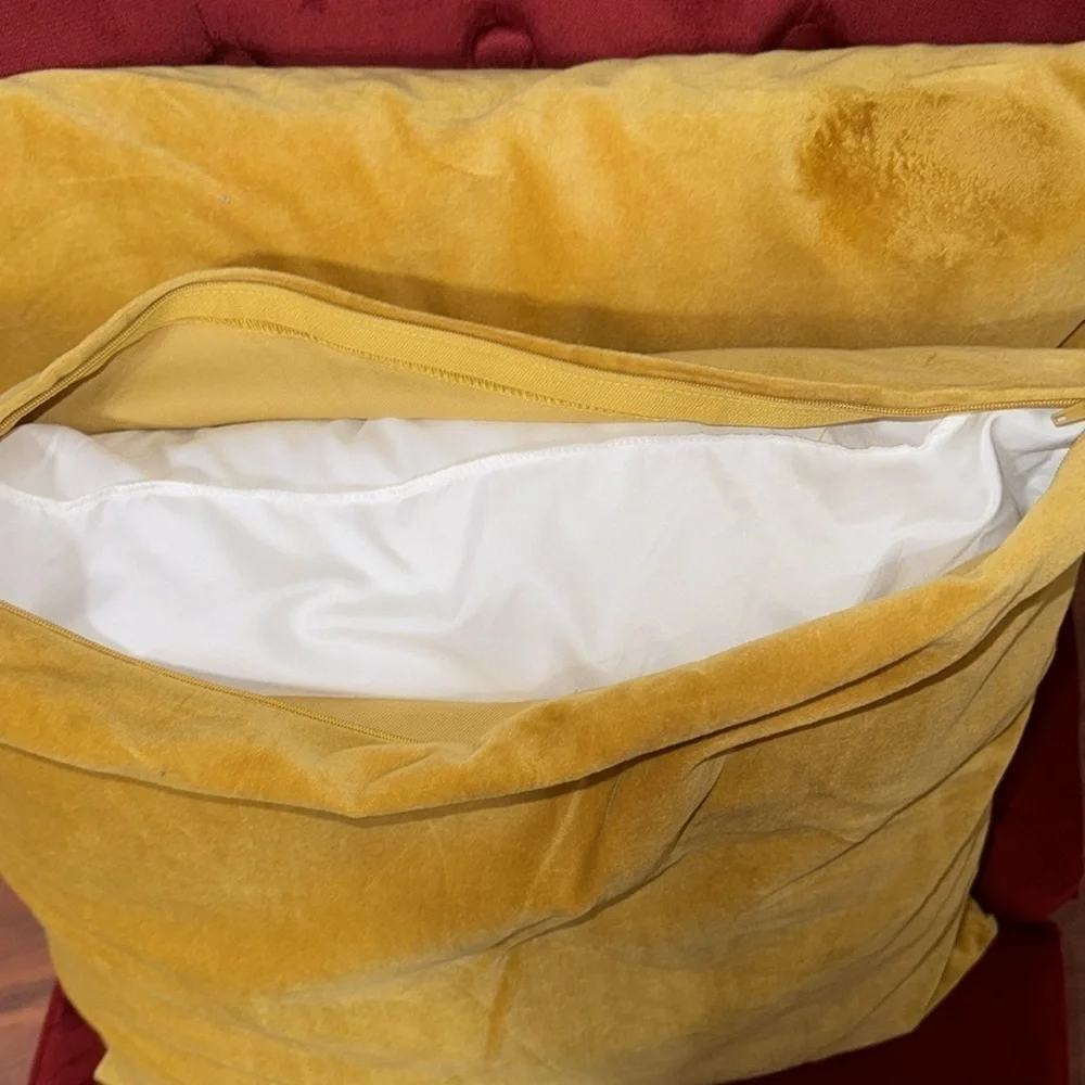 Yellow Gold Velvet Throw Pillows 20x20 Chic Accent Decor